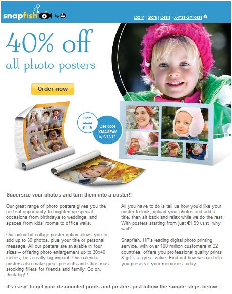40% off all photo posters