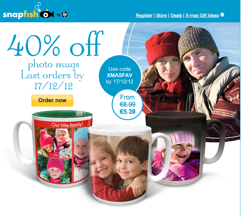 Snapfish Ireland - 40% off photo mugs